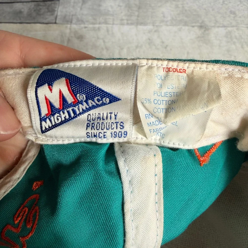 Vintage Miami Dolphins Hat Mighty-Mac Toddler Snapback Teal Orange NFL Football